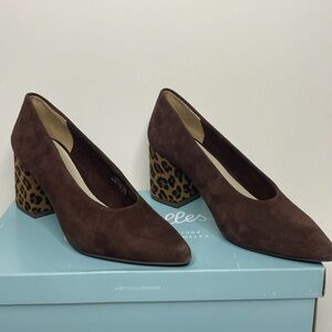 Seychelles Chocolate faux-suede Leopard Block-Heel Pumps